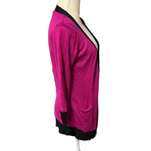 NWT Adam Lippes Long Sleeve Cardigan Sweater Pink Black Cashmere Bamboo Womens S - Picture 3 of 9